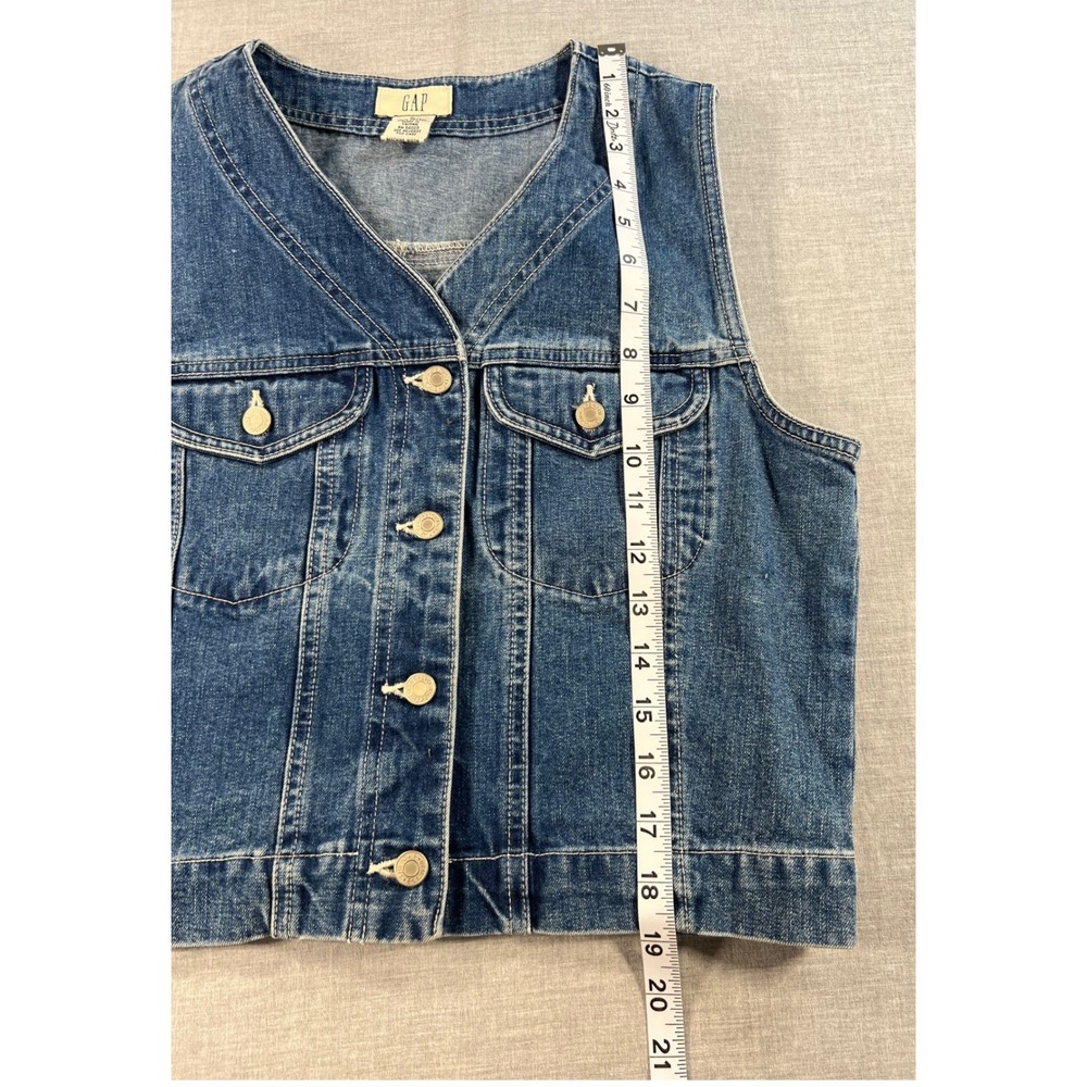 Gap Vintage Denim Vest Womens Large Cotton Medium Wash Blue Button Up V-Neck Y2K - Picture 5 of 8
